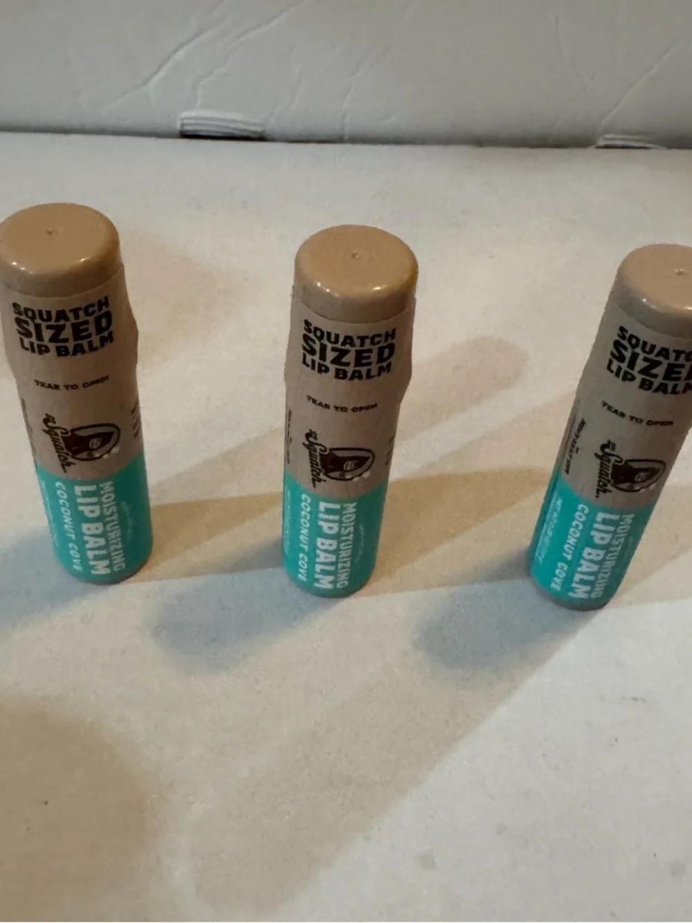 3 Dr. Squatch Coconut Cove Moisturizing Natural Lip Balm for Men, 0.25 oz